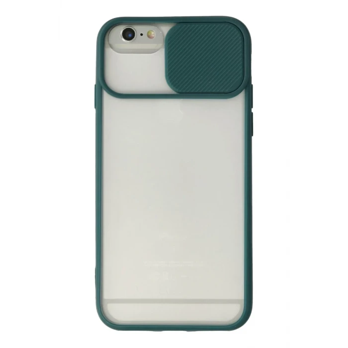 Newface Apple iPhone 6 Plus Kılıf Palm Buzlu Kamera Sürgülü Silikon - Yeşil