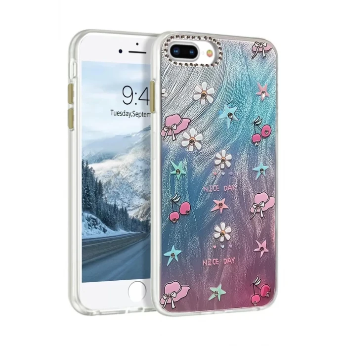 Newface Apple iPhone 7 Plus Kılıf Blade Aynalı Desenli Kapak - Desen 4