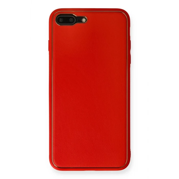 Newface Apple iPhone 7 Plus Kılıf Coco Deri Silikon Kapak - Kırmızı