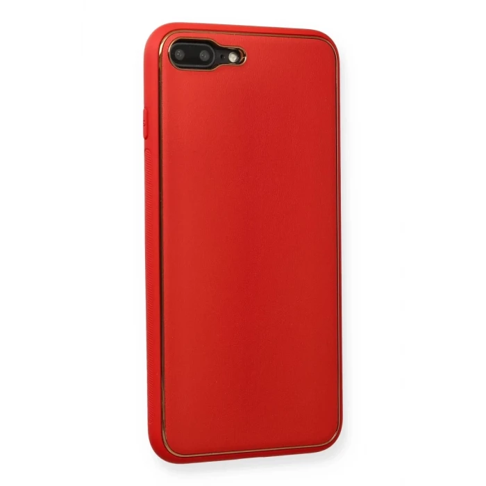 Newface Apple iPhone 7 Plus Kılıf Coco Deri Silikon Kapak - Kırmızı