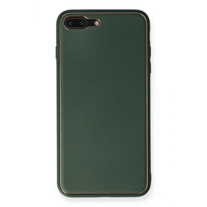 Newface Apple iPhone 7 Plus Kılıf Coco Deri Silikon Kapak - Yeşil