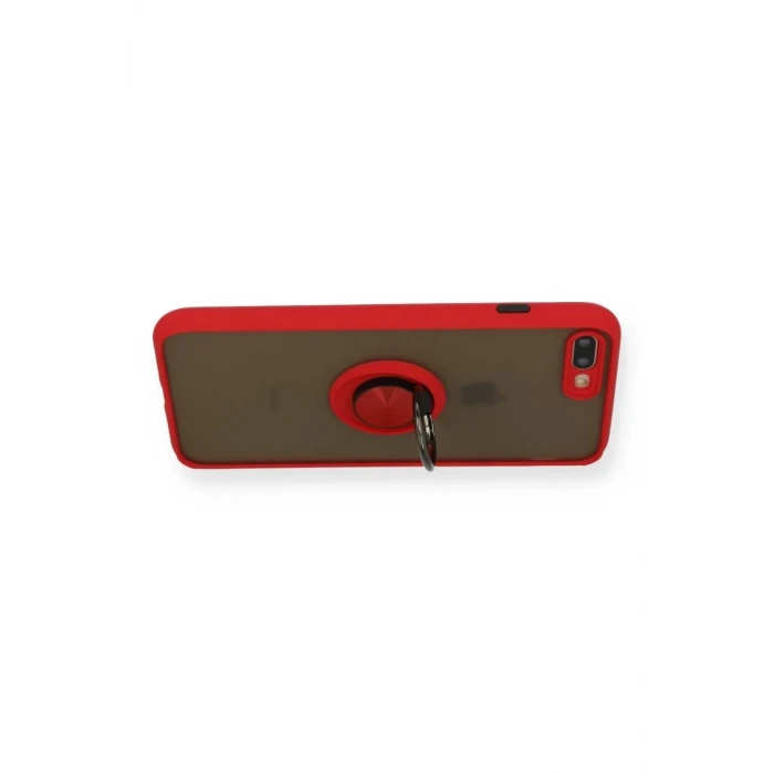 Newface Apple iPhone 7 Plus Kılıf Montreal Yüzüklü Silikon Kapak - Kırmızı