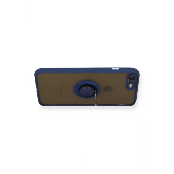 Newface Apple iPhone 7 Plus Kılıf Montreal Yüzüklü Silikon Kapak - Lacivert