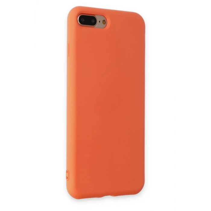 Newface Apple iPhone 7 Plus Kılıf Nano içi Kadife Silikon - Turuncu
