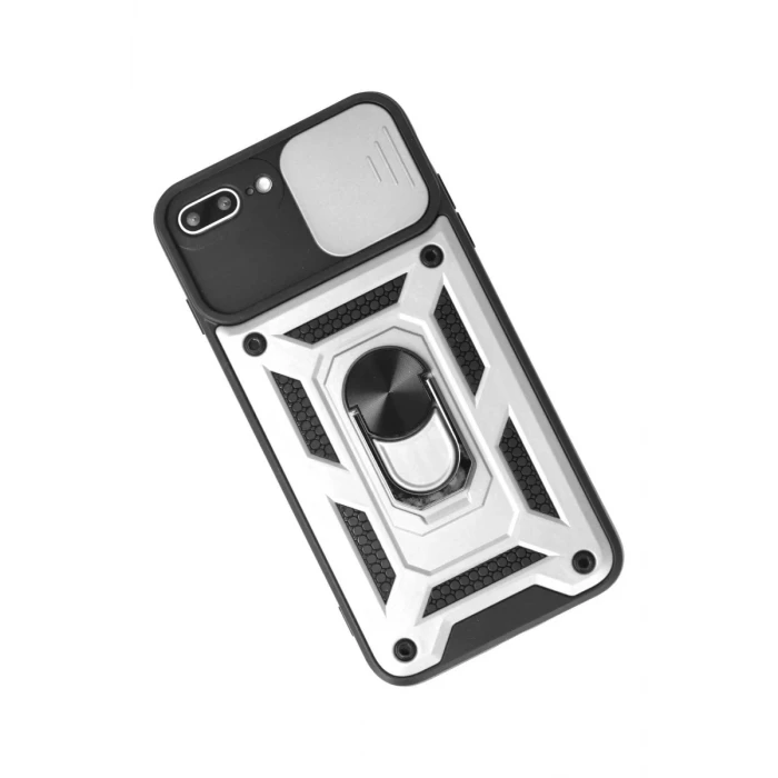 Newface Apple iPhone 7 Plus Kılıf Pars Lens Yüzüklü Silikon - Gümüş