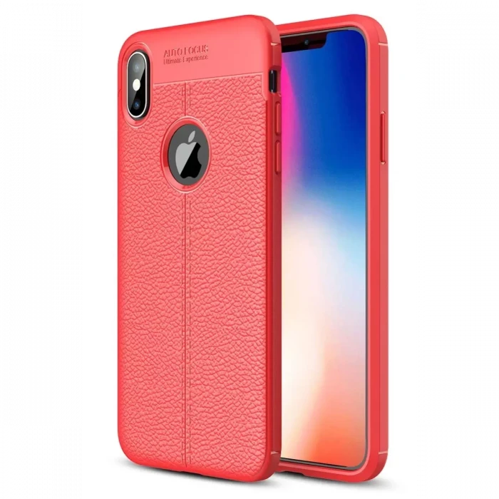Newface Apple iPhone X Kılıf Auto Focus Kapak - Kırmızı