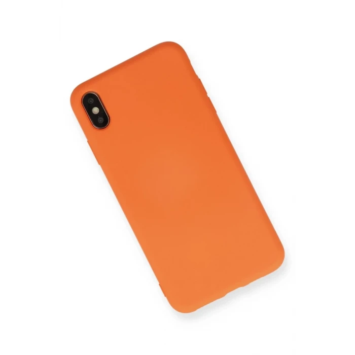 Newface Apple iPhone X Kılıf Nano içi Kadife Silikon - Turuncu