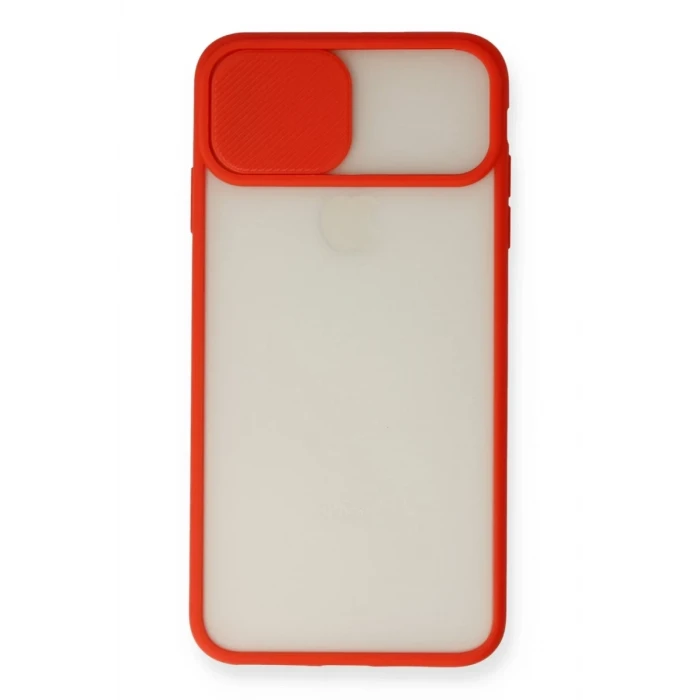 Newface Apple iPhone X Kılıf Palm Buzlu Kamera Sürgülü Silikon - Kırmızı