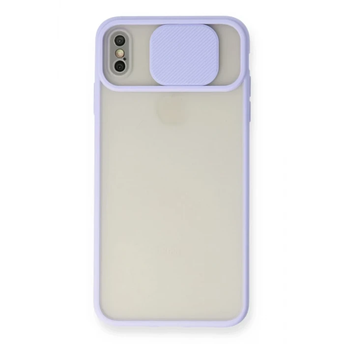 Newface Apple iPhone X Kılıf Palm Buzlu Kamera Sürgülü Silikon - Lila