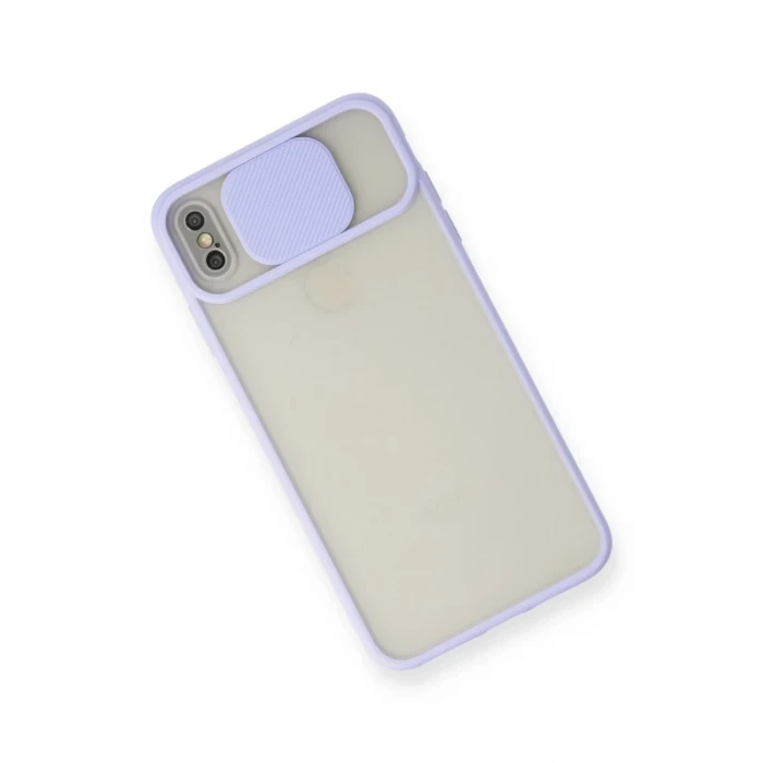 Newface Apple iPhone X Kılıf Palm Buzlu Kamera Sürgülü Silikon - Lila