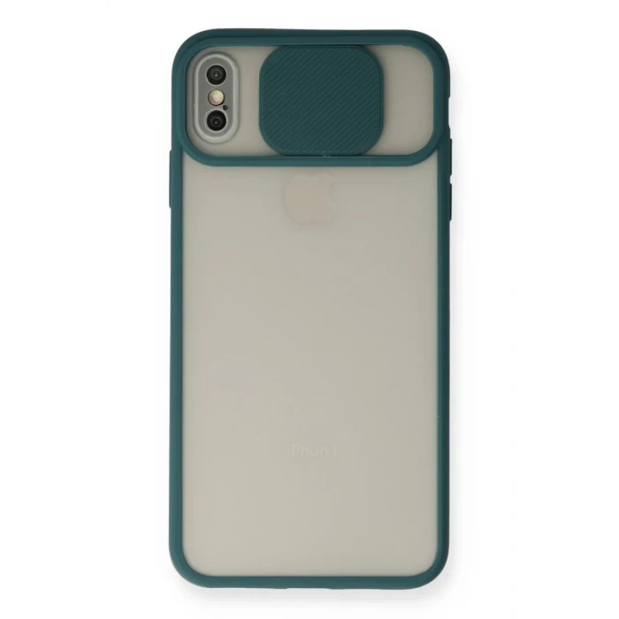 Newface Apple iPhone X Kılıf Palm Buzlu Kamera Sürgülü Silikon - Yeşil