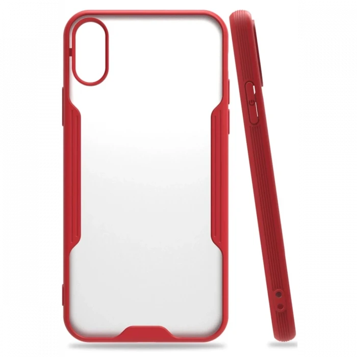 Newface Apple iPhone X Kılıf Platin Silikon - Kırmızı