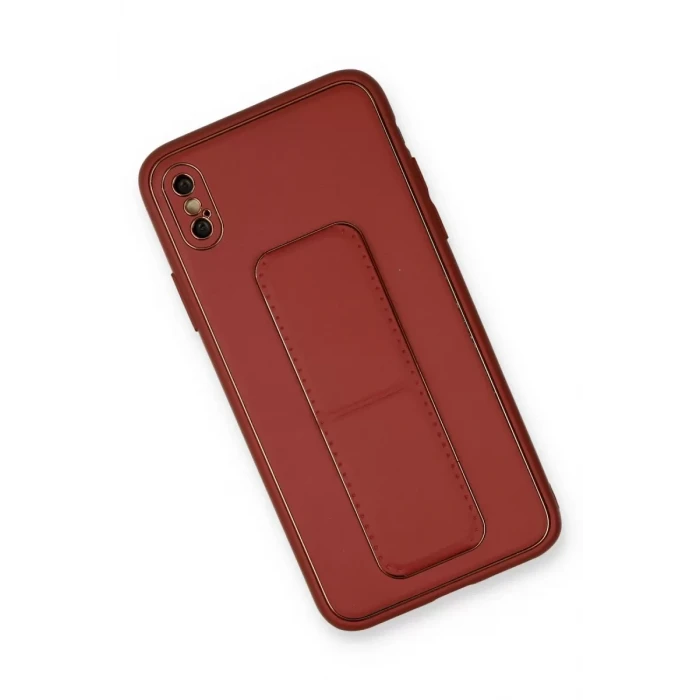 Newface Apple iPhone XS Max Kılıf Coco Deri Standlı Kapak - Fuşya