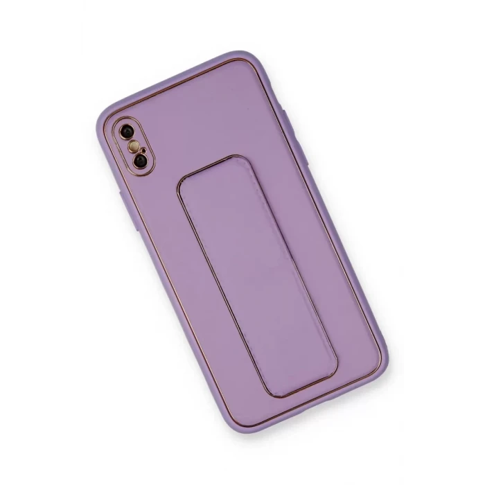 Newface Apple iPhone XS Max Kılıf Coco Deri Standlı Kapak - Koyu Lila