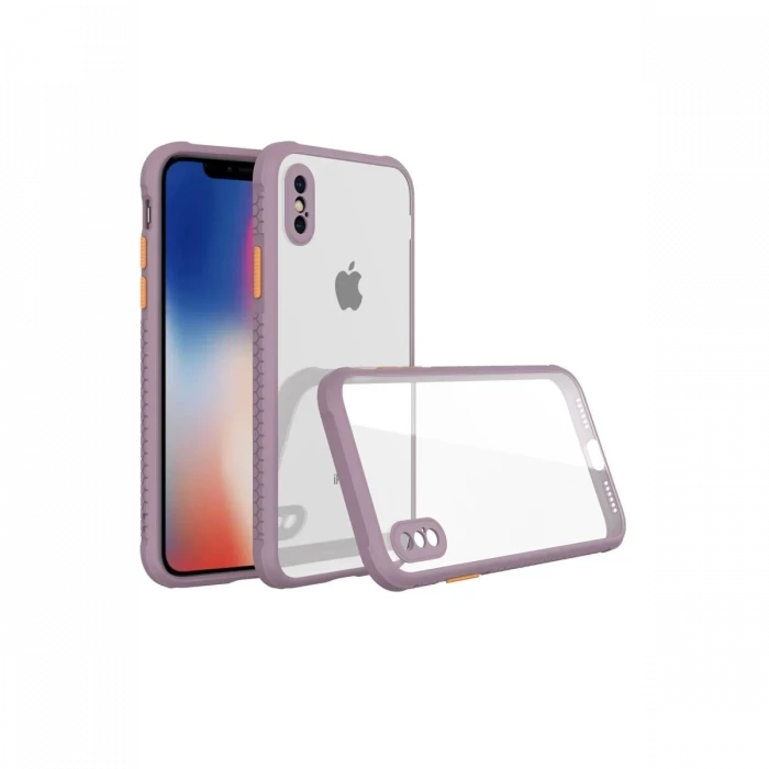 Newface Apple iPhone XS Max Kılıf Miami Şeffaf Silikon - Açık Mor