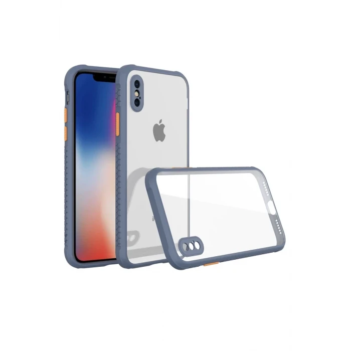 Newface Apple iPhone XS Max Kılıf Miami Şeffaf Silikon - Gri