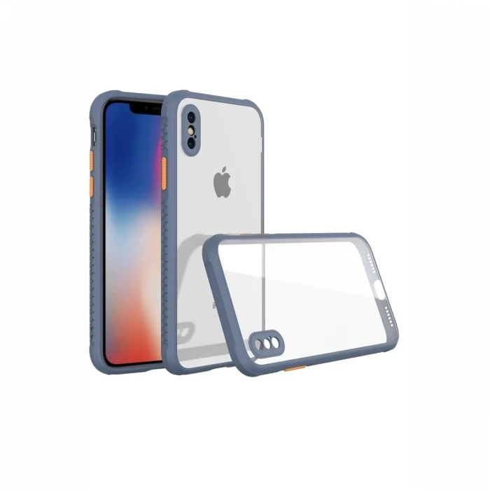 Newface Apple iPhone XS Max Kılıf Miami Şeffaf Silikon - Gri
