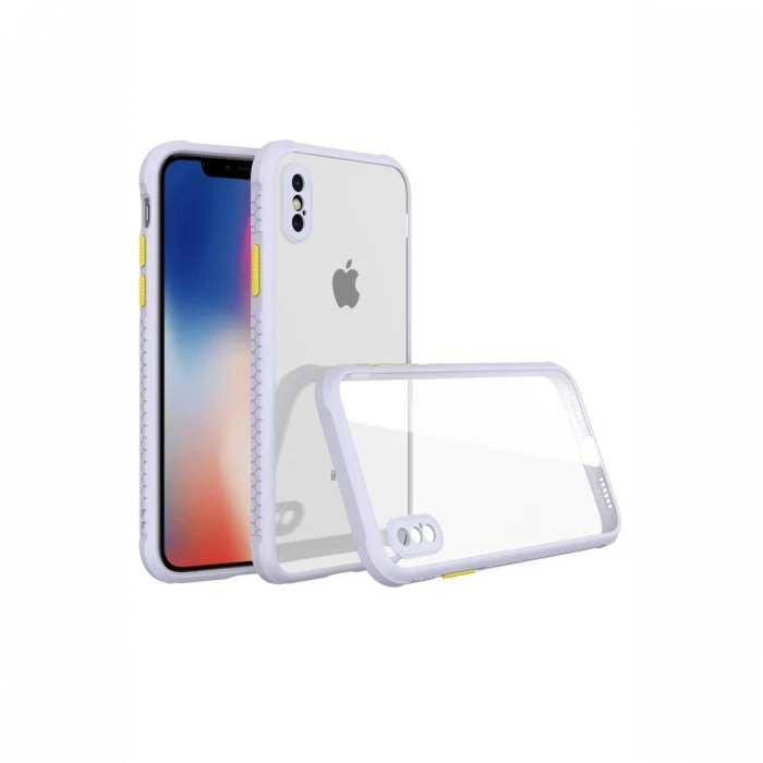Newface Apple iPhone XS Max Kılıf Miami Şeffaf Silikon - Lila