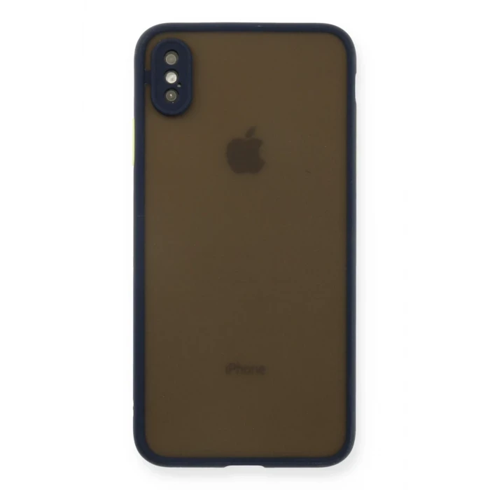 Newface Apple iPhone XS Max Kılıf Montreal Silikon Kapak - Lacivert