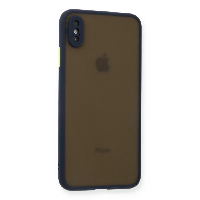 Newface Apple iPhone XS Max Kılıf Montreal Silikon Kapak - Lacivert
