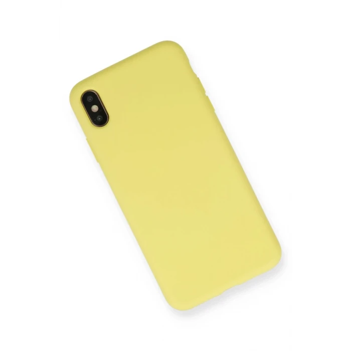 Newface Apple iPhone XS Max Kılıf Nano içi Kadife Silikon - Mat Sarı