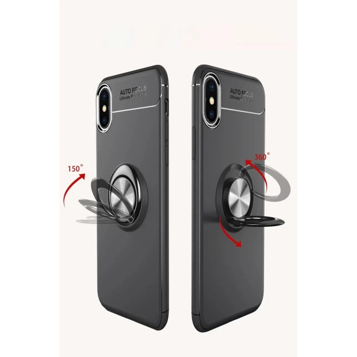 Newface Apple iPhone XS Max Kılıf Range Yüzüklü Silikon - Mavi