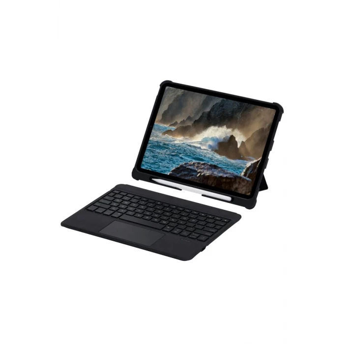 Newface Apple T5209D iPad Pro 12.9 (2021) Kılıf İnter Ledli Klavyeli Tablet Kılıfı - Siyah