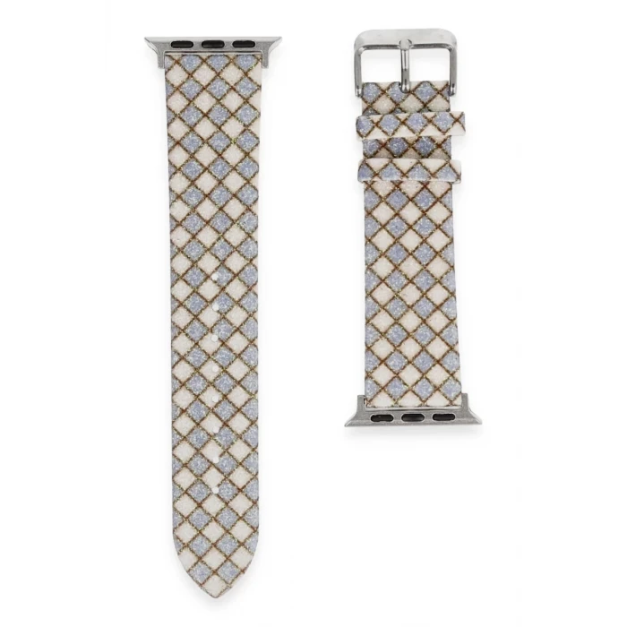 Newface Apple Watch 38mm Karo Motif Kordon - Lila