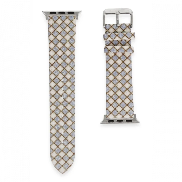 Newface Apple Watch 38mm Karo Motif Kordon - Lila