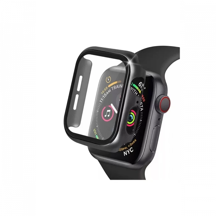 Newface Apple Watch 40mm Camlı Kasa Ekran Koruyucu - Siyah