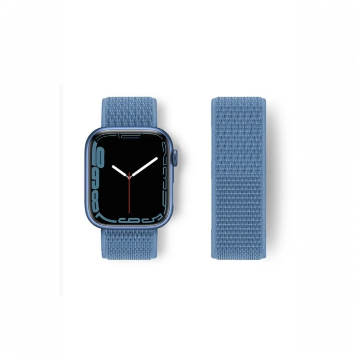 Newface Apple Watch 42mm Hasırlı Cırtcırtlı Kordon - Mavi