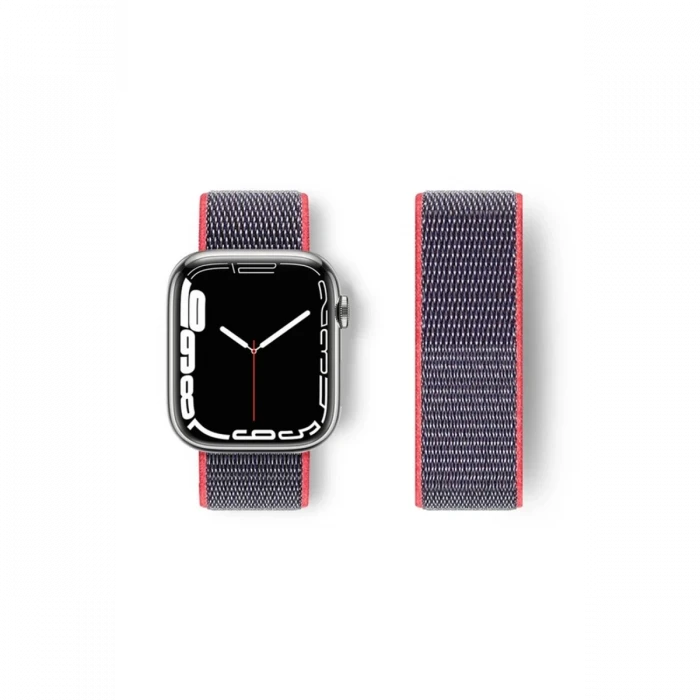Newface Apple Watch 42mm Hasırlı Cırtcırtlı Kordon - Pembe