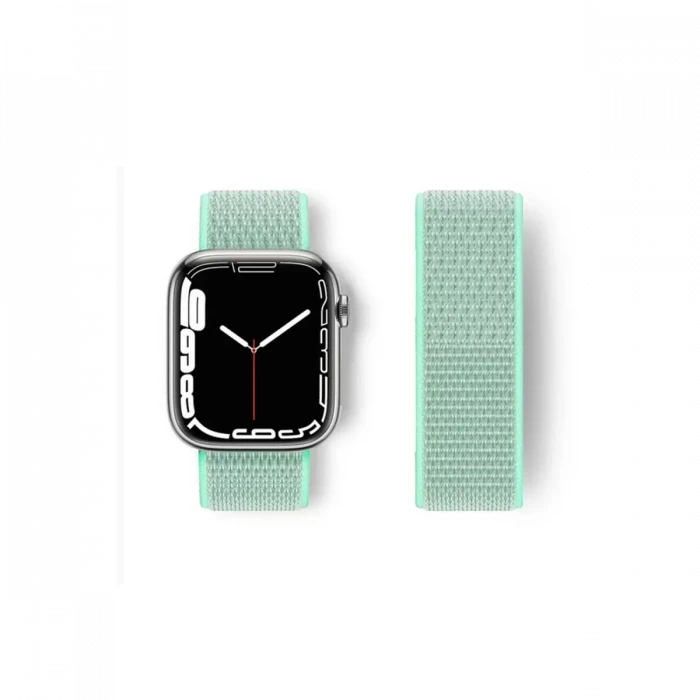 Newface Apple Watch 42mm Hasırlı Cırtcırtlı Kordon - Turkuaz