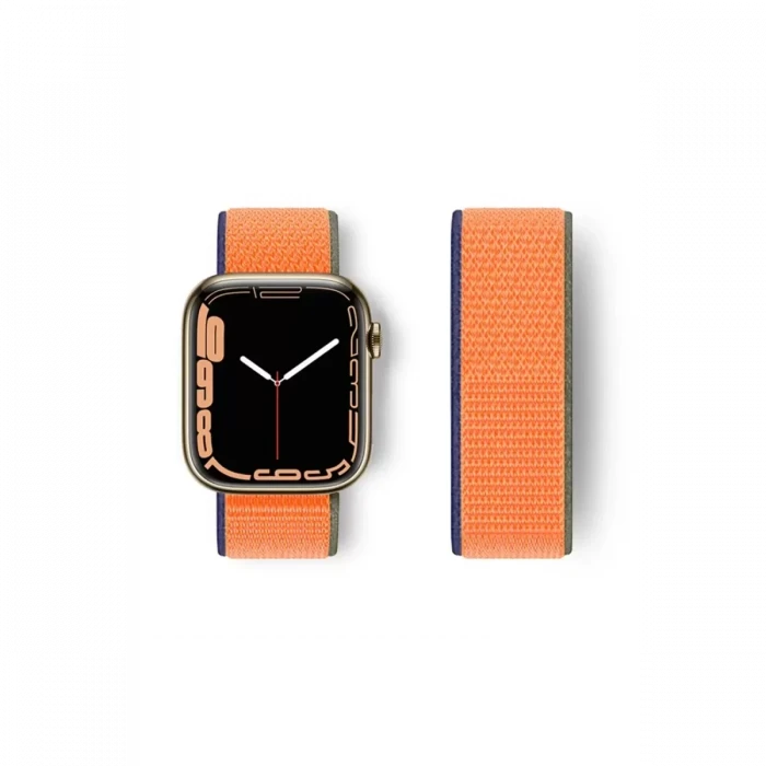 Newface Apple Watch 42mm Hasırlı Cırtcırtlı Kordon - Turuncu