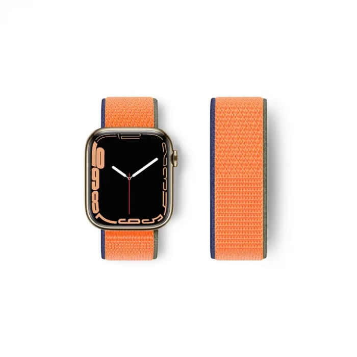 Newface Apple Watch 42mm Hasırlı Cırtcırtlı Kordon - Turuncu