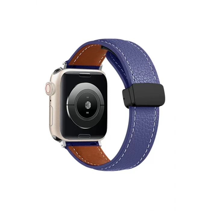 Newface Apple Watch 42mm KR414 Daks Deri Kordon - Lacivert