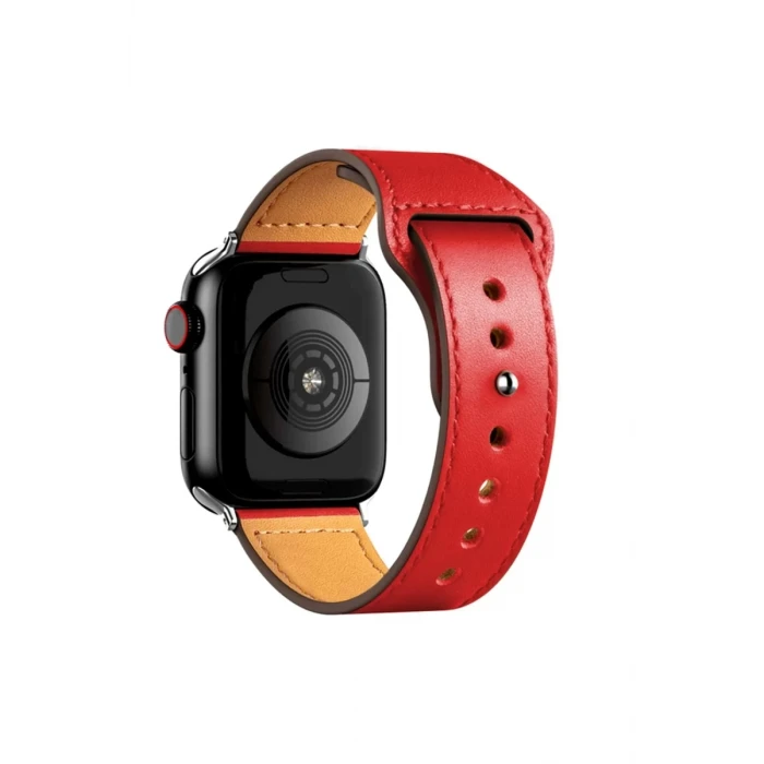 Newface Apple Watch 42mm KR415 Luaz Deri Kordon - Kırmızı