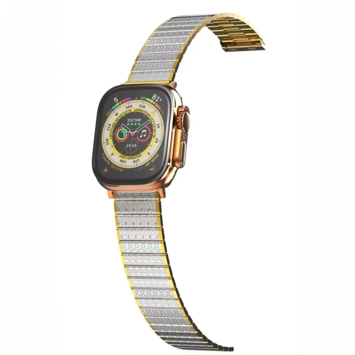 Newface Apple Watch 42mm Made Metal Kordon - Gümüş-Gold