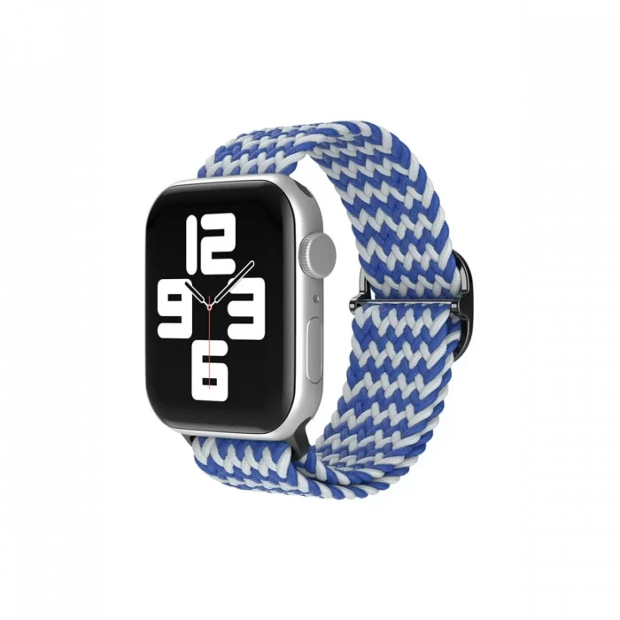 Newface Apple Watch 42mm Star Kordon - Zigzag Beyaz-Mavi