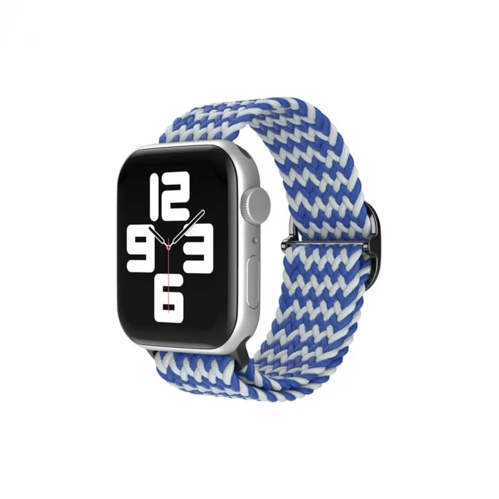 Newface Apple Watch 42mm Star Kordon - Zigzag Beyaz-Mavi