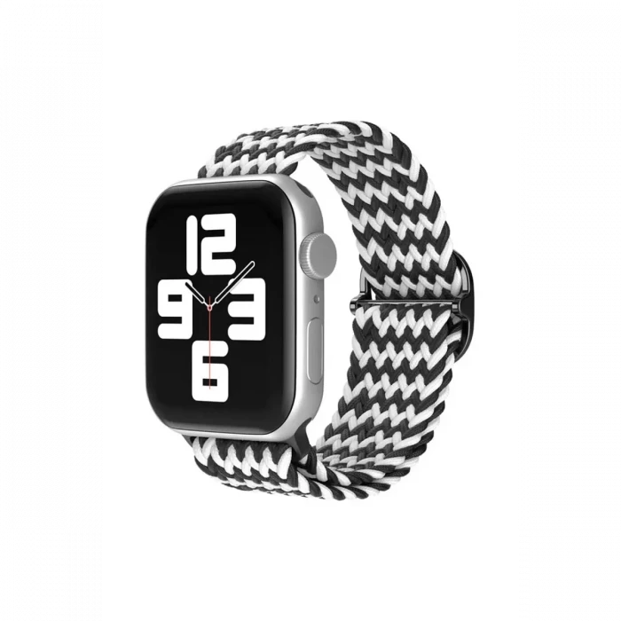 Newface Apple Watch 42mm Star Kordon - Zigzag Siyah-Beyaz