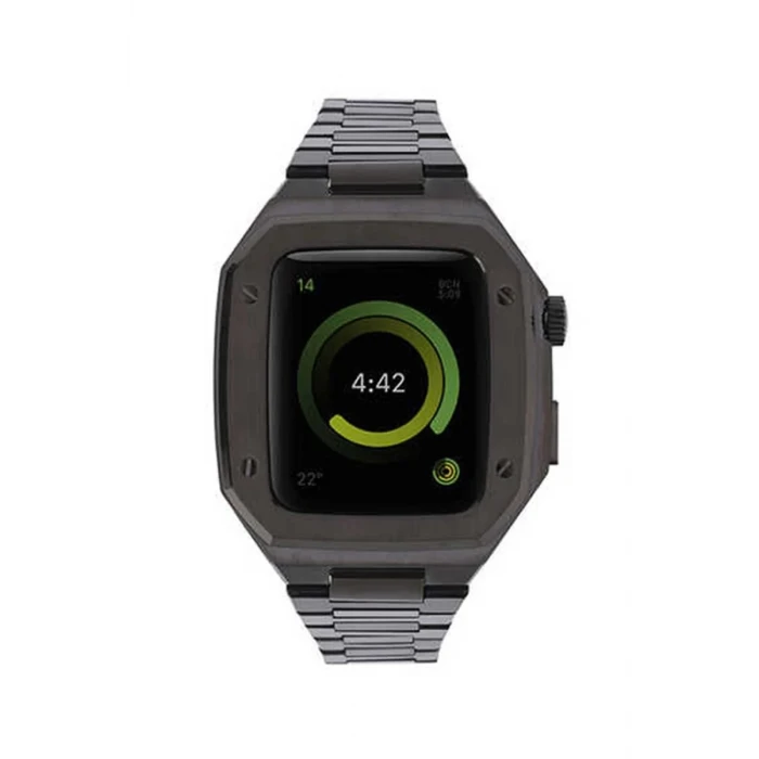 Newface Apple Watch 44mm Metal Petek Kasalı Kordon - Siyah