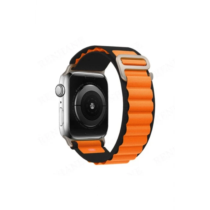 Newface Apple Watch Ultra 49mm Mountain Kordon - Siyah-Turuncu