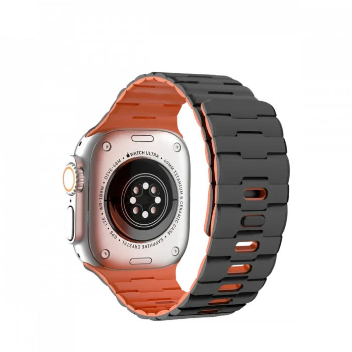 Newface Apple Watch Ultra 49mm Wowen Kordon - Siyah-Turuncu