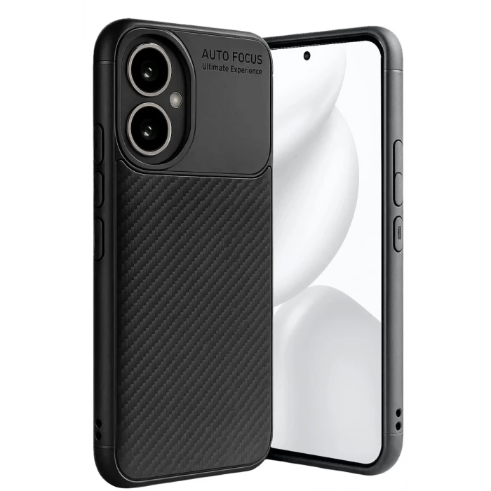 Newface Honor 400 Kılıf Auto Focus Karbon Kapak - Siyah