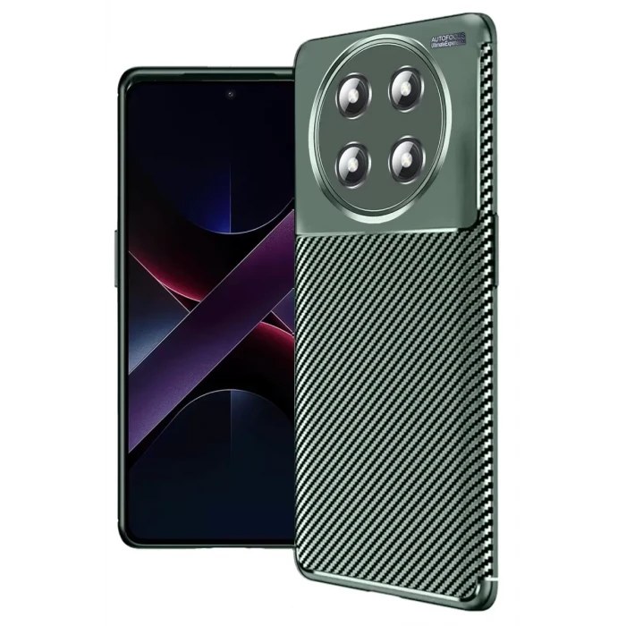 Newface Honor Magic 7 Lite Kılıf Auto Focus Karbon Kapak - Koyu Yeşil