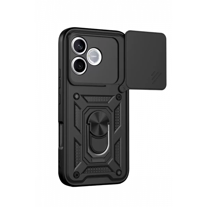 Newface Huawei Honor 600 Lite Pars Lens Yüzüklü Silikon - Siyah