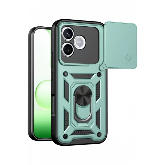 Newface Huawei Honor 600 Lite Pars Lens Yüzüklü Silikon - Yeşil