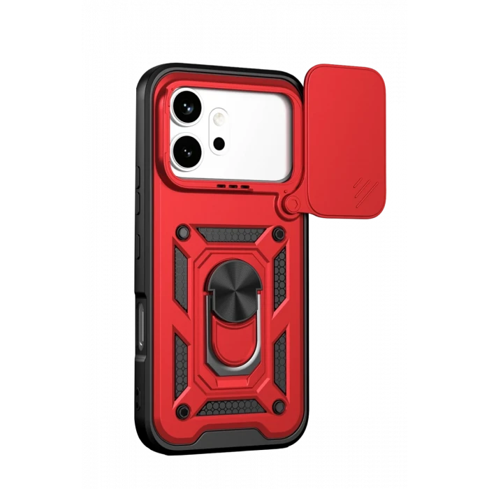 Newface Huawei Honor 600 Pars Lens Yüzüklü Silikon - Kırmızı