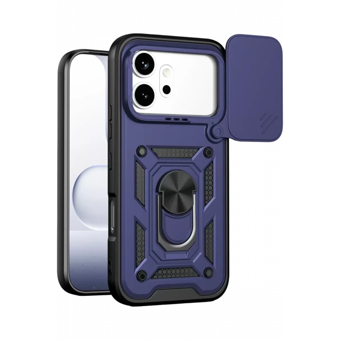 Newface Huawei Honor 600 Pars Lens Yüzüklü Silikon - Lacivert